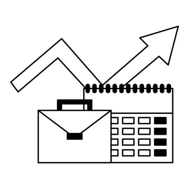 iş takvimi evrak çantası ve ok