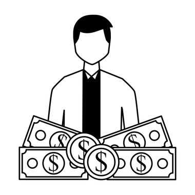 işadamı para banknot ve madeni paralar ile