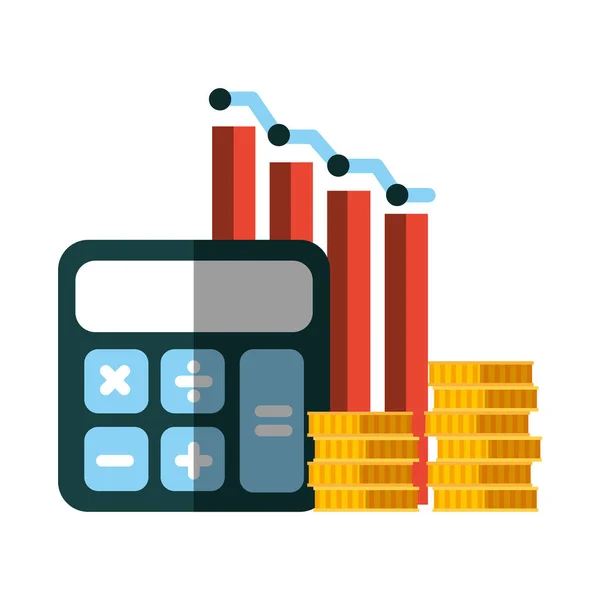 Calculadora de negocio gráfico informe de dinero — Vector de stock