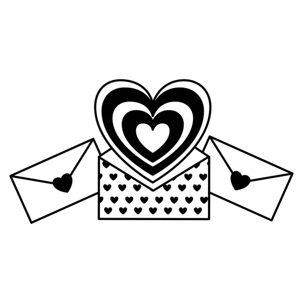 Mensagens Envelope Coração Dia Dos Namorados Ilustração Vetorial — Vetor de Stock