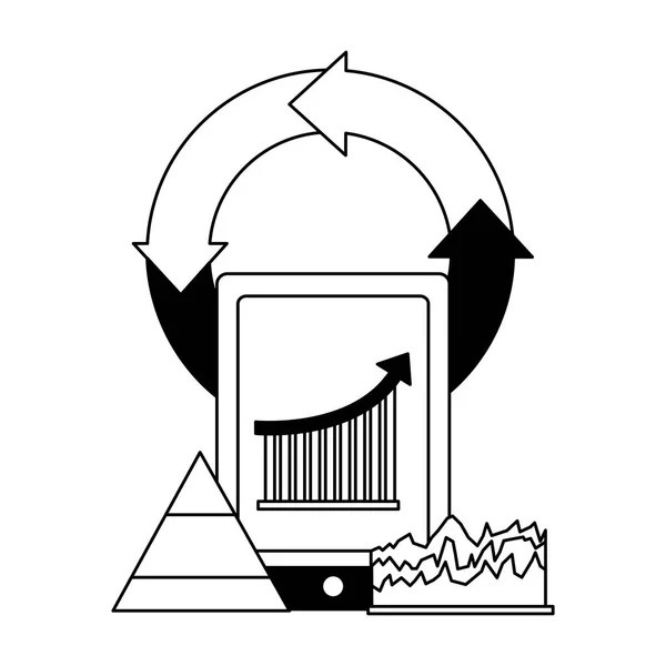 Geschäft mit mobilen Diagrammen — Stockvektor