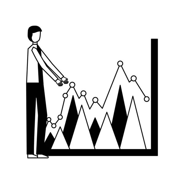 Empresário com diagrama de estatísticas — Vetor de Stock
