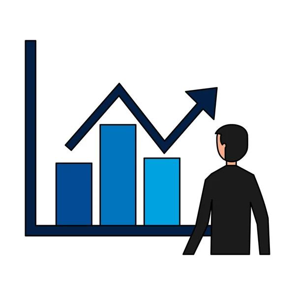 Zakenman met statistieken diagram — Stockvector