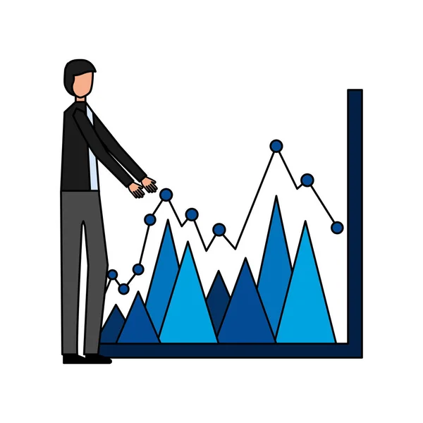 Hombre de negocios con diagrama estadístico — Vector de stock