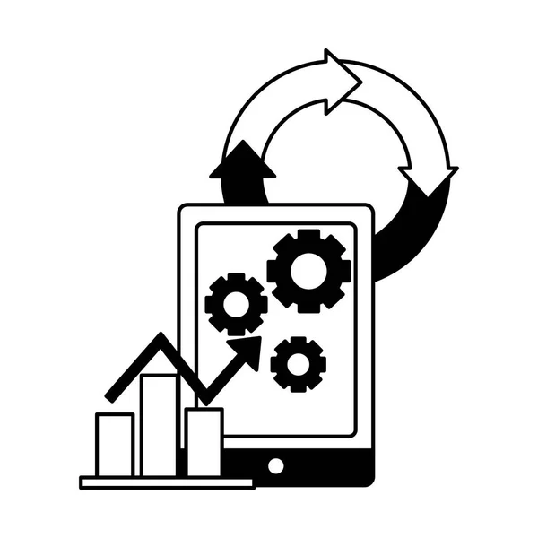 Diagramma del cellulare aziendale e grafico a torta — Vettoriale Stock