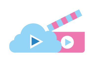 bulut depolama video Klaket sosyal medya vektör çizim