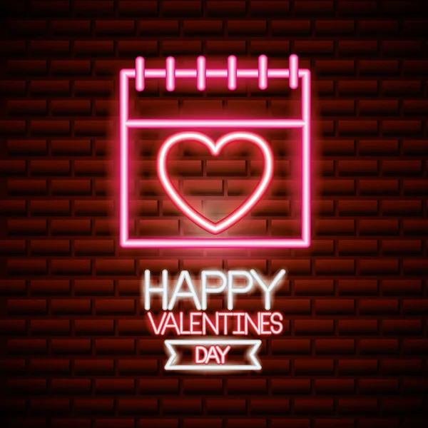 Valentine day neon — Stock Vector