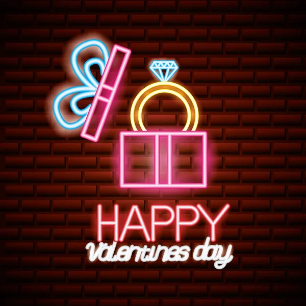 Valentine day neon — Stock Vector