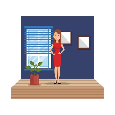 İşyeri koridorda şık iş kadını