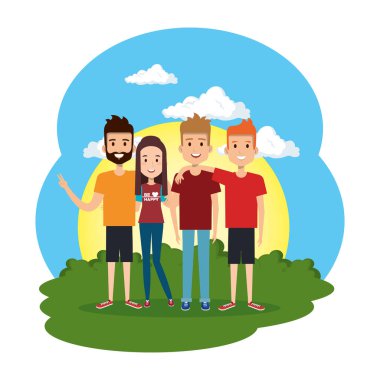 bir grup insan kampta