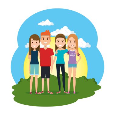 bir grup insan kampta