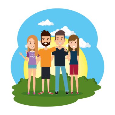 bir grup insan kampta