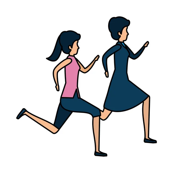 Paar Geschäftsfrauen laufen Charaktere — Stockvektor