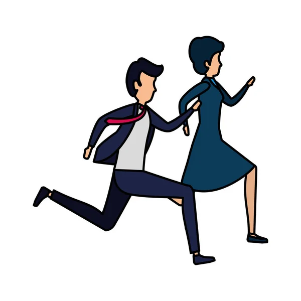 business couple running characters