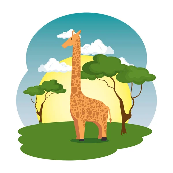 Alan sahne sevimli zürafa — Stok Vektör