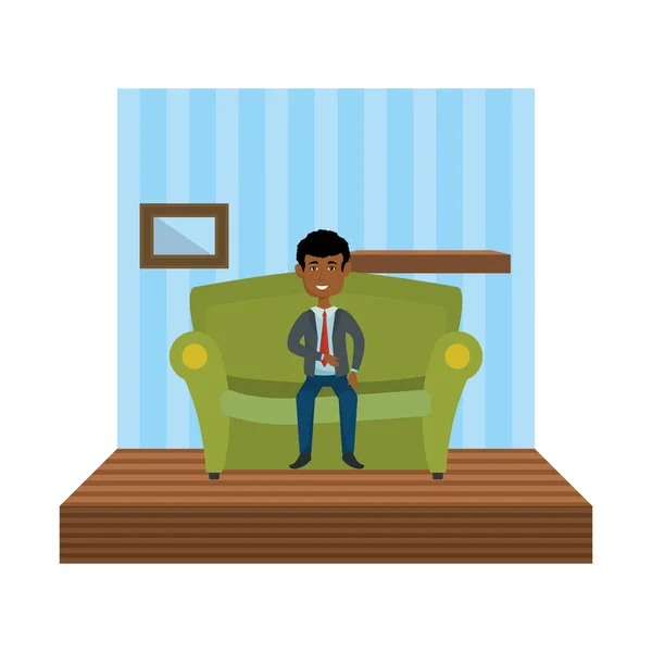 Κομψό επιχειρηματία που κάθεται στον καναπέ — Διανυσματικό Αρχείο