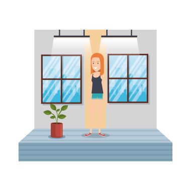 Evde Genç kadının