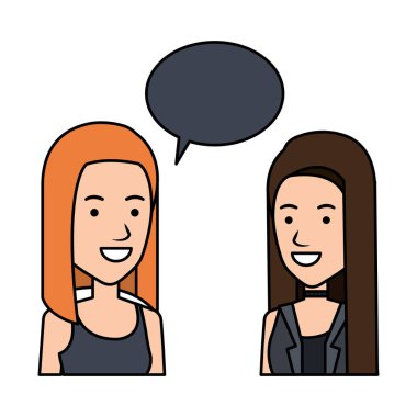 iki kız ile konuşma balonu vektör çizim tasarım