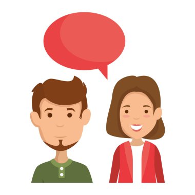 konuşma balonu karakterlerle genç çift