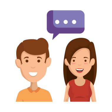 konuşma balonu karakterlerle genç çift