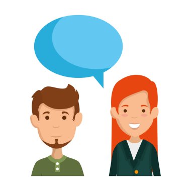 konuşma balonu karakterlerle genç çift