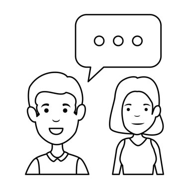 konuşma balonu karakterlerle genç çift