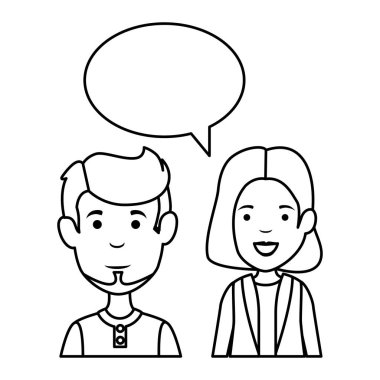 konuşma balonu karakterlerle genç çift