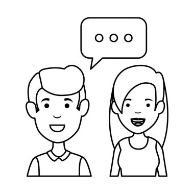 konuşma balonu karakterlerle genç çift