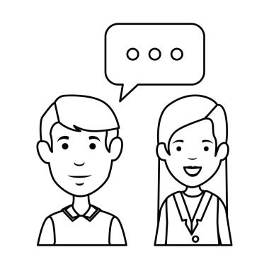 konuşma balonu karakterlerle genç çift