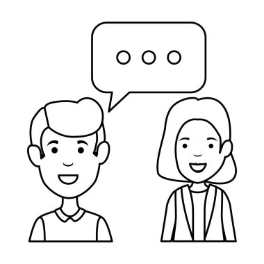 konuşma balonu karakterlerle genç çift