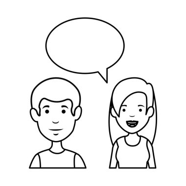 konuşma balonu karakterlerle genç çift