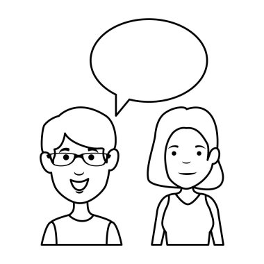 konuşma balonu karakterlerle genç çift