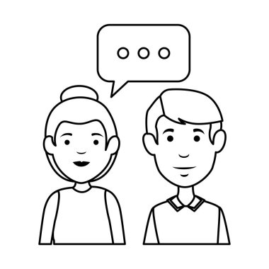 konuşma balonu karakterlerle genç çift