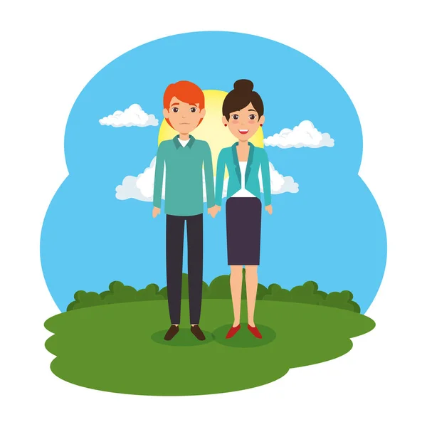 Pareja de negocios en el campo — Vector de stock