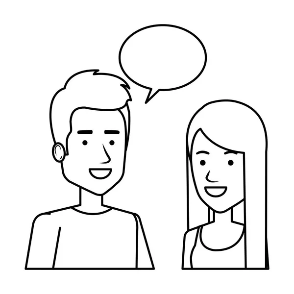 Casal com avatares de bolha de fala —  Vetores de Stock