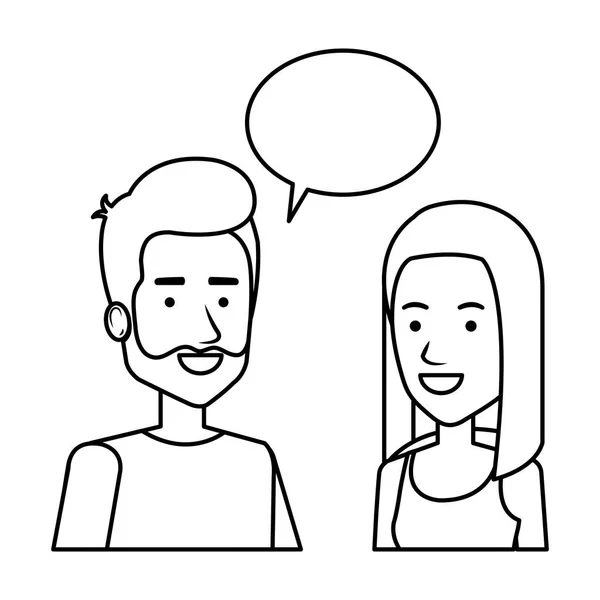 Echtpaar met toespraak bubble avatars — Stockvector