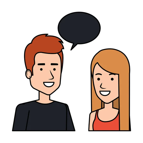 Casal com avatares de bolha de fala — Vetor de Stock