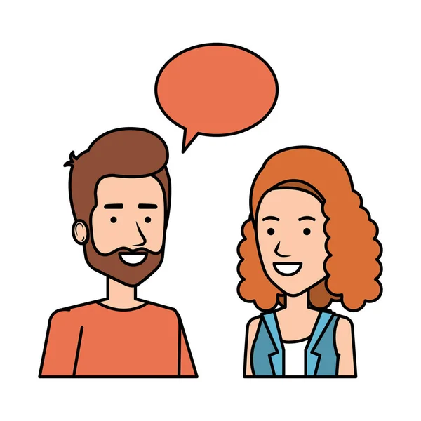 Pareja con avatares de burbuja del habla — Vector de stock