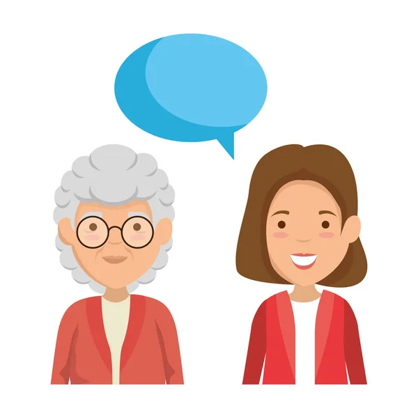Sevimli büyükanne ve kızı konuşuyor — Stok Vektör