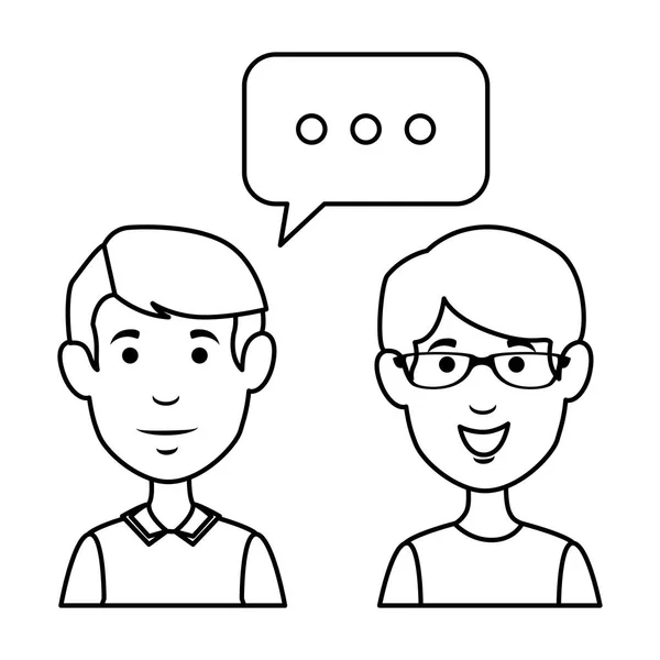 Couple of men with speech bubble — Stock Vector