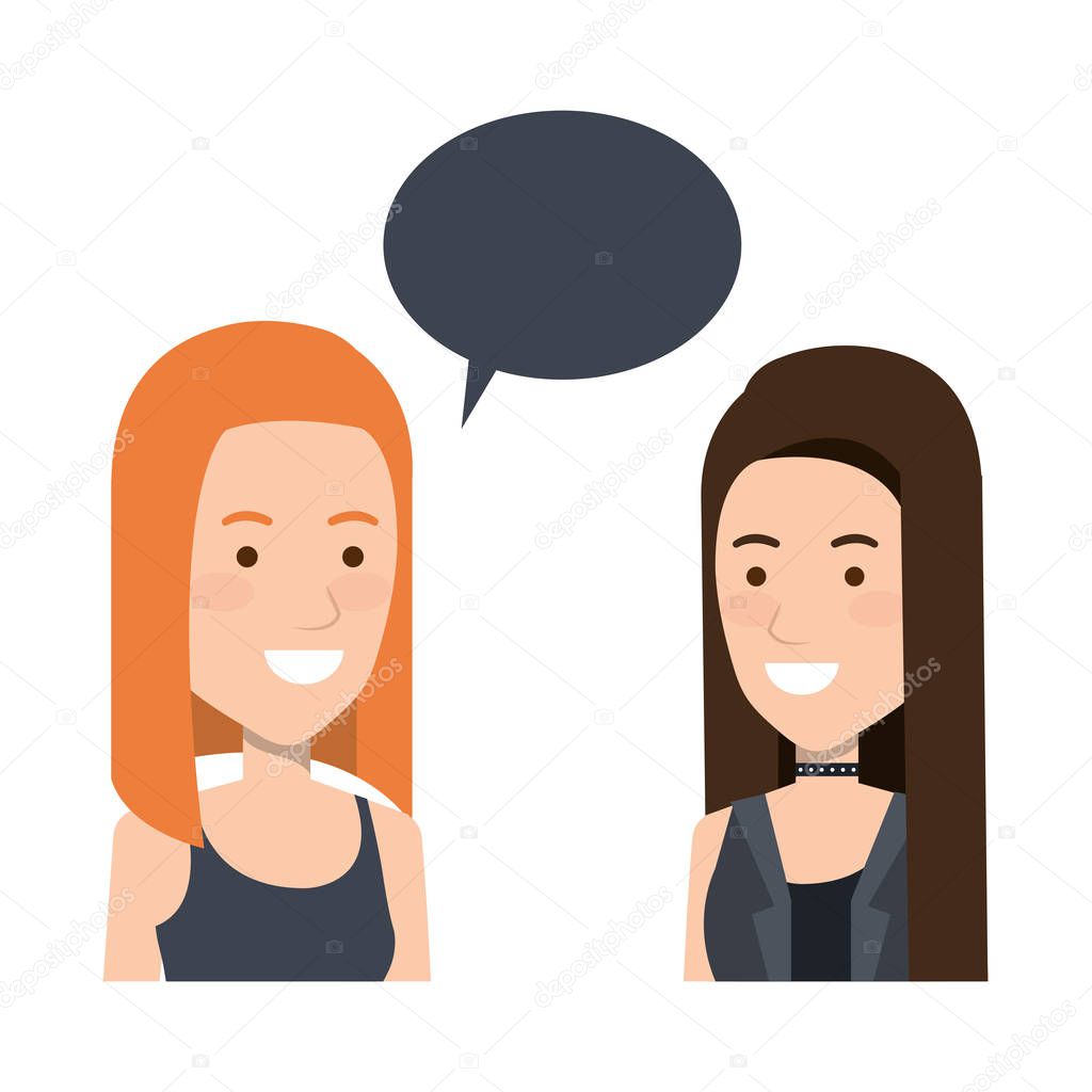 couple of girls with speech bubble