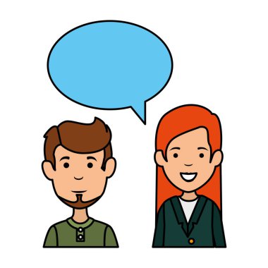 konuşma balonu karakterlerle genç çift