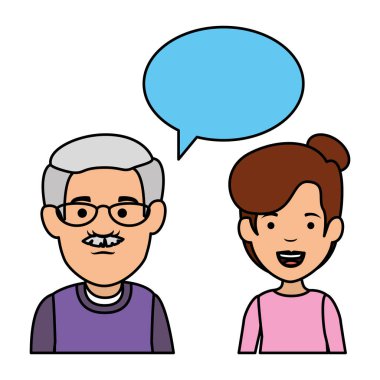 şirin dedesi ve kızı ile konuşma balonu