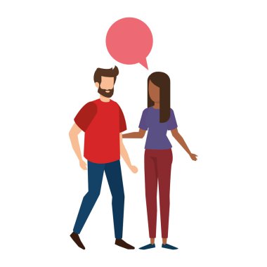 konuşma balonu karakterlerle genç çift