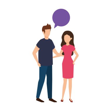 konuşma balonu karakterlerle genç çift