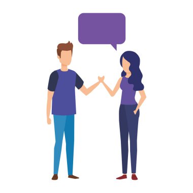 konuşma balonu karakterlerle genç çift