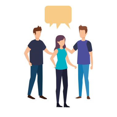 bir grup insan konuşma balonu karakterlerle