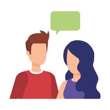 konuşma balonu karakterlerle genç çift