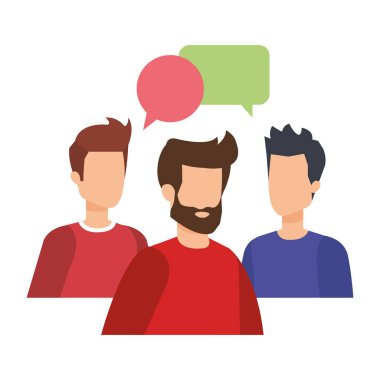 Grup adam konuşma balonları ile