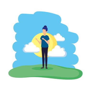 güzel ve genç kadın peyzaj